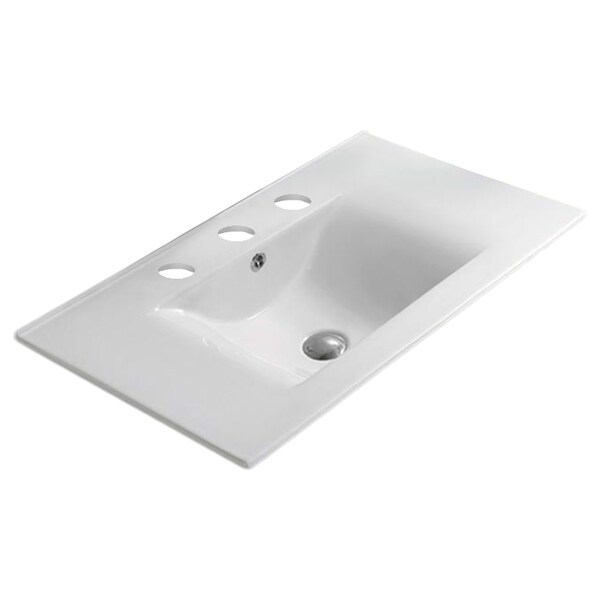 23.8 W 3H8 Ceramic Top Set In White Color, Overflow Drain Incl.